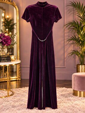NWOT Victoria Stephens Plum Velvet Jumpsuit – Size 10